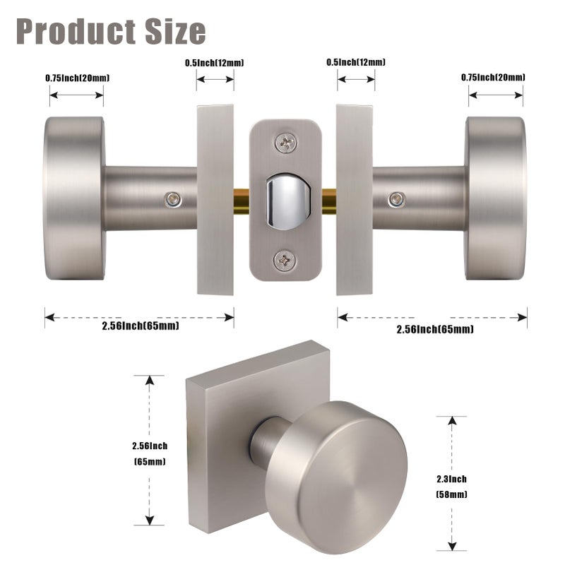 newliplace Passage Door Knobs Interior, Brushed Nickel Door Knob for Closet Doors and Hallway, Modern Interior Round Door Handles, Satin Nickel - Image 4